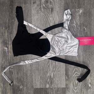 Metallic Silver Halter Top